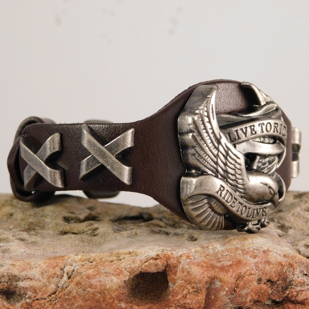 Leather HD bikers bracelet - Picture 4 of 4